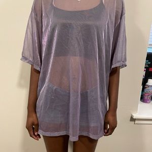 Pink and purple shirt dress